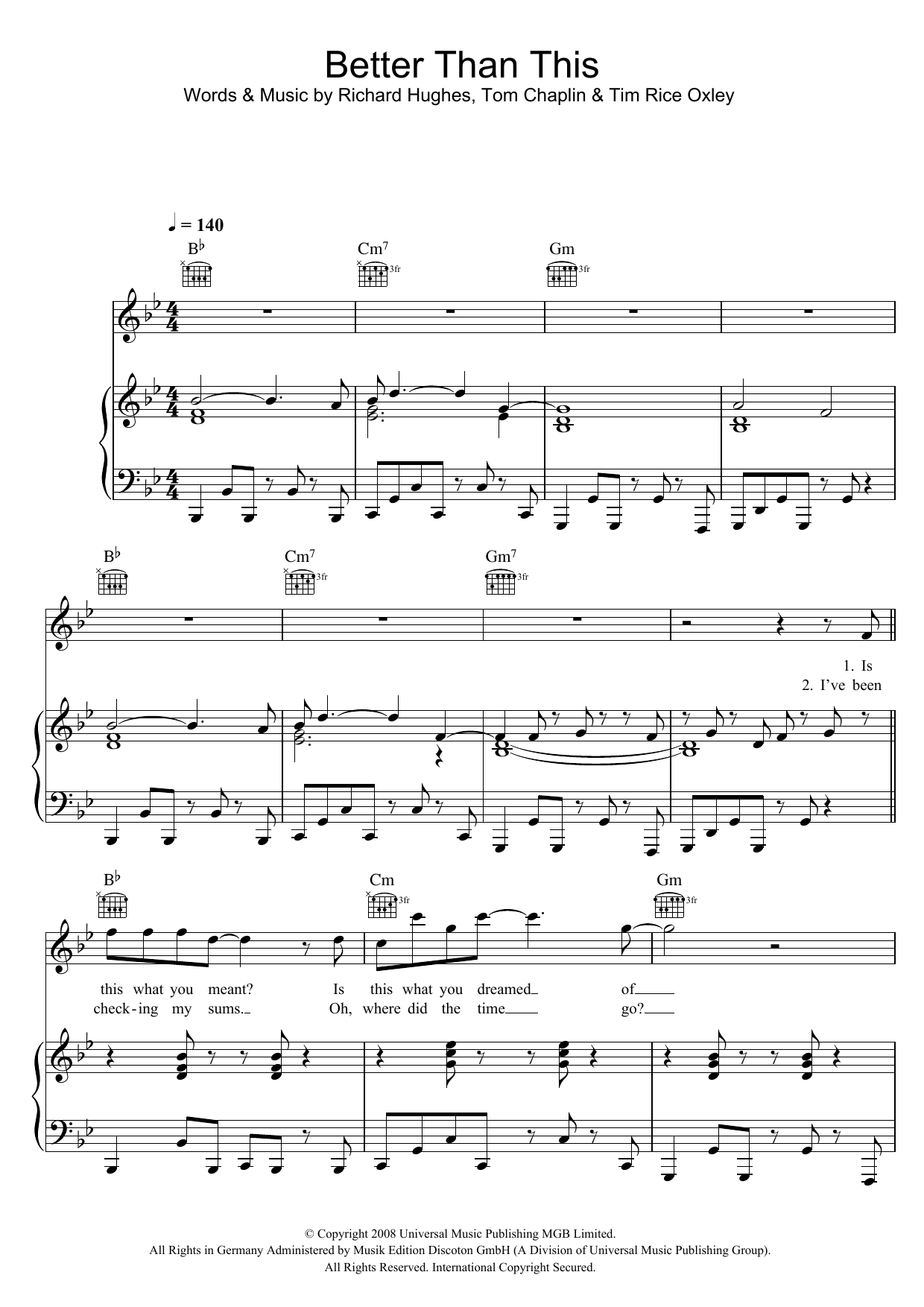 Keane Better Than This sheet music notes and chords arranged for Piano, Vocal & Guitar Chords