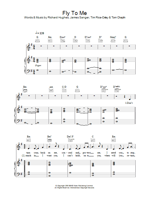 Keane Fly To Me sheet music notes and chords arranged for Piano, Vocal & Guitar Chords