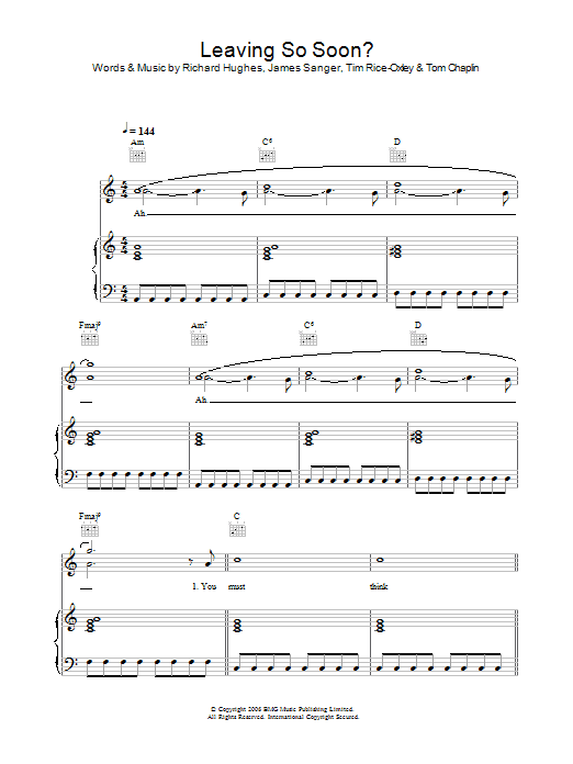 Keane Leaving So Soon? sheet music notes and chords arranged for Flute Solo