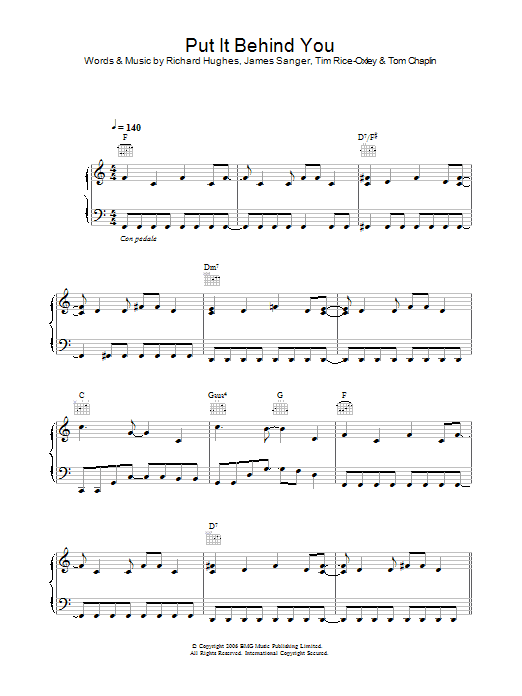 Keane Put It Behind You sheet music notes and chords arranged for Piano, Vocal & Guitar Chords
