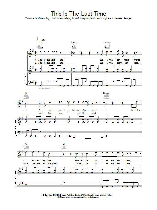 Keane This Is The Last Time sheet music notes and chords arranged for Clarinet Solo