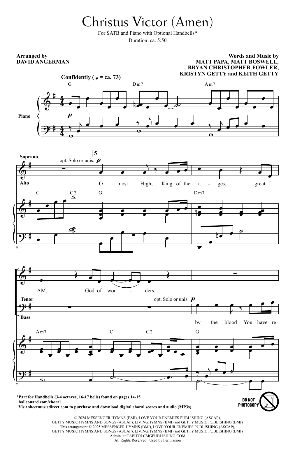 Keith & Kristyn Getty Christus Victor (Amen) (arr. David Angerman) sheet music notes and chords arranged for SATB Choir