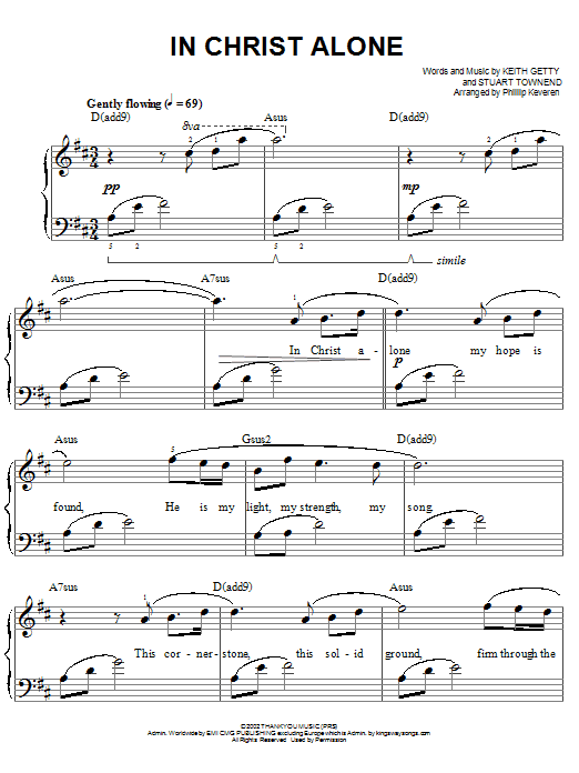 Keith & Kristyn Getty In Christ Alone (arr. Phillip Keveren) sheet music notes and chords arranged for Piano Solo