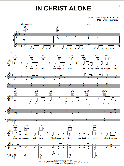 Keith & Kristyn Getty In Christ Alone sheet music notes and chords arranged for Piano Solo