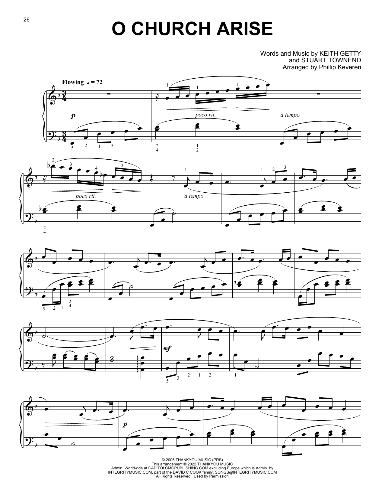 Keith & Kristyn Getty O Church Arise [Classical version] (arr. Phillip Keveren) sheet music notes and chords arranged for Piano Solo