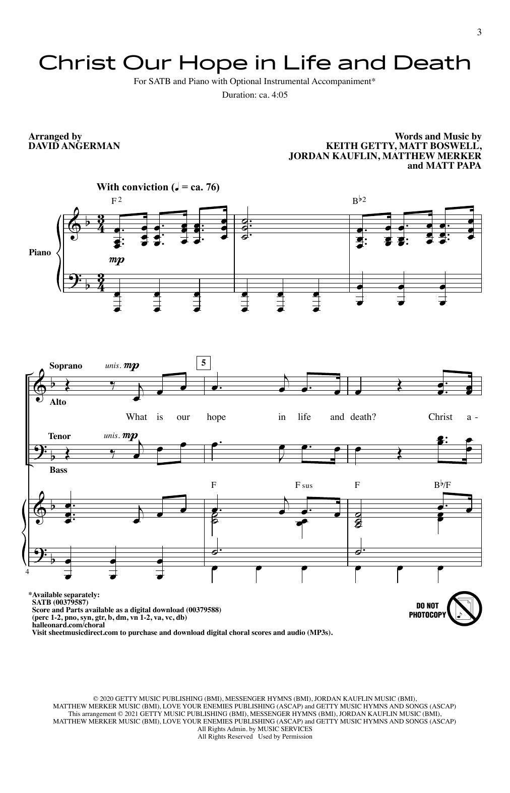 Keith and Kristyn Getty Christ Our Hope In Life And Death (arr. David Angerman) sheet music notes and chords arranged for SATB Choir