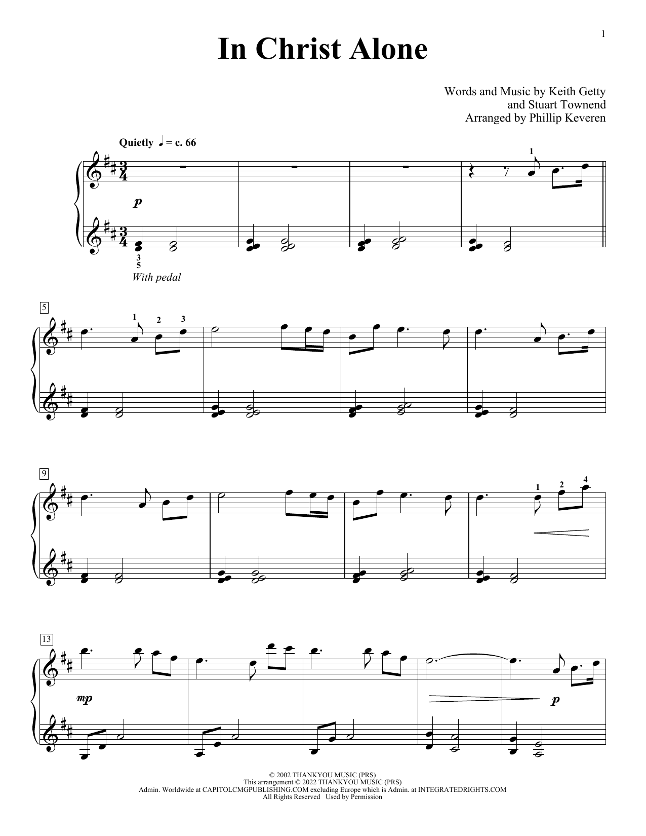 Keith & Kristyn Getty In Christ Alone (arr. Phillip Keveren) sheet music notes and chords arranged for Piano Solo