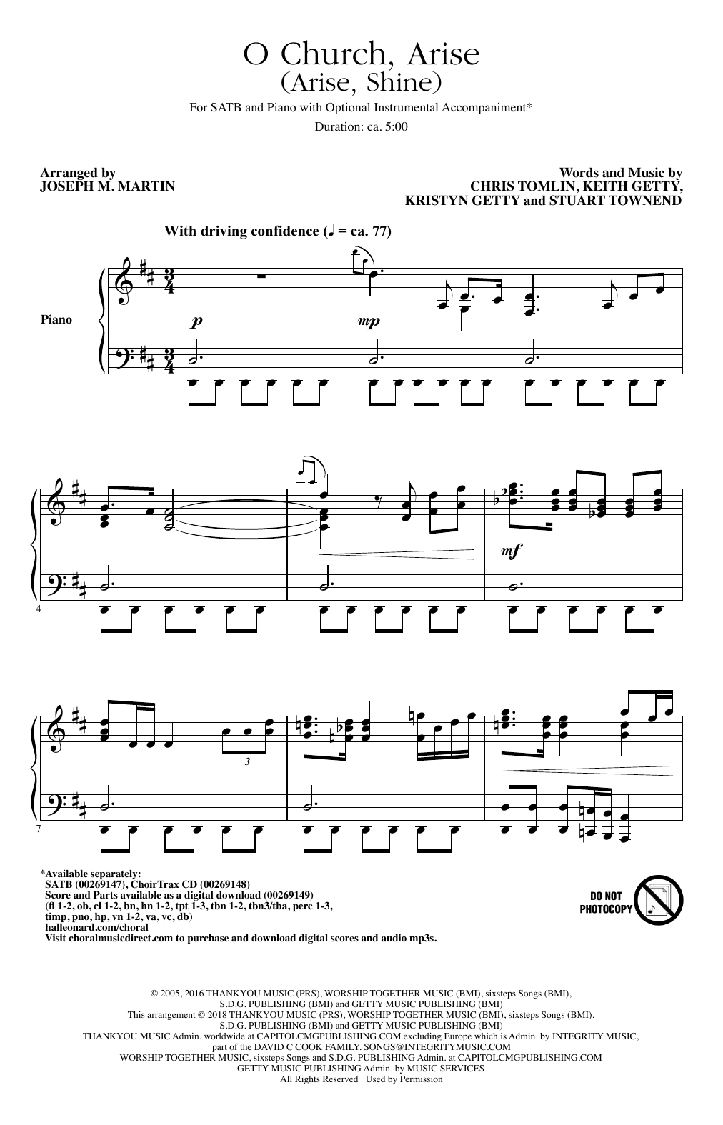 Keith and Kristyn Getty O Church, Arise (Arise, Shine) (arr. Joseph M. Martin) sheet music notes and chords arranged for SATB Choir