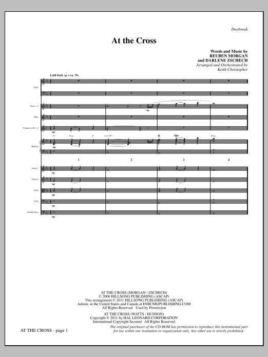 Keith Christopher At The Cross - Full Score sheet music notes and chords arranged for Choir Instrumental Pak