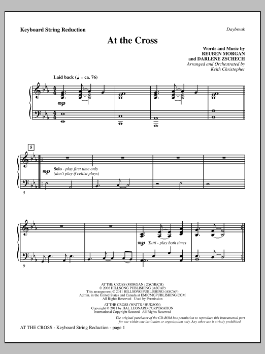 Keith Christopher At The Cross - Keyboard String Reduction sheet music notes and chords arranged for Choir Instrumental Pak