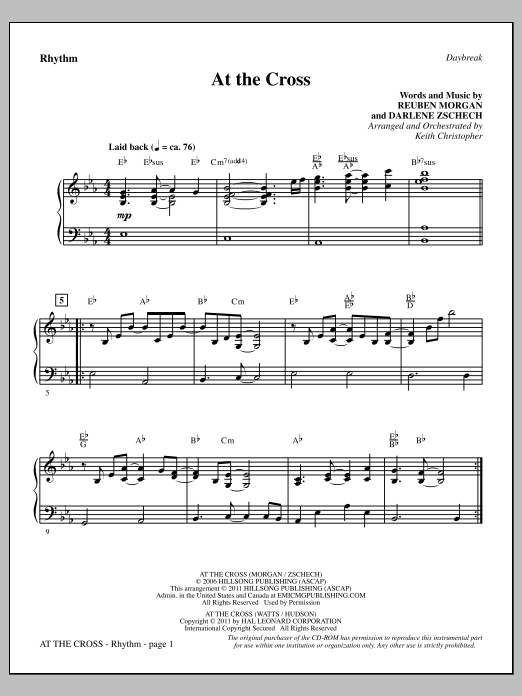 Keith Christopher At The Cross - Rhythm sheet music notes and chords arranged for Choir Instrumental Pak