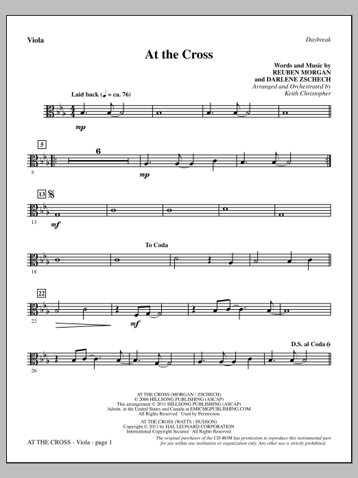 Keith Christopher At The Cross - Viola sheet music notes and chords arranged for Choir Instrumental Pak