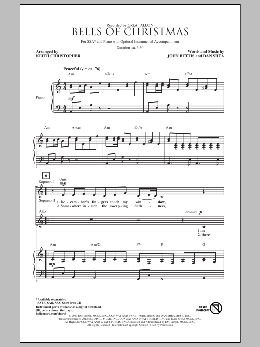 Keith Christopher Bells Of Christmas sheet music notes and chords arranged for SATB Choir