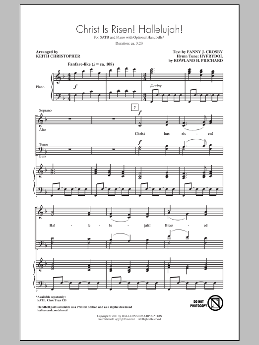 Keith Christopher Christ Is Risen! Hallelujah! sheet music notes and chords arranged for SATB Choir