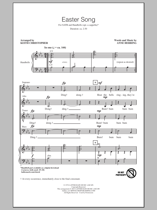 Keith Christopher Easter Song sheet music notes and chords arranged for Handbells