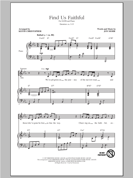 Keith Christopher Find Us Faithful sheet music notes and chords arranged for SATB Choir