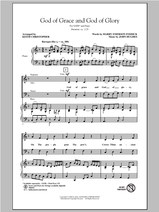 Keith Christopher God Of Grace And God Of Glory sheet music notes and chords arranged for SATB Choir