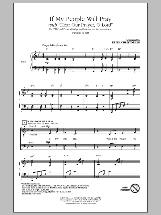 Keith Christopher Hear Our Prayer, O Lord sheet music notes and chords arranged for TTBB Choir