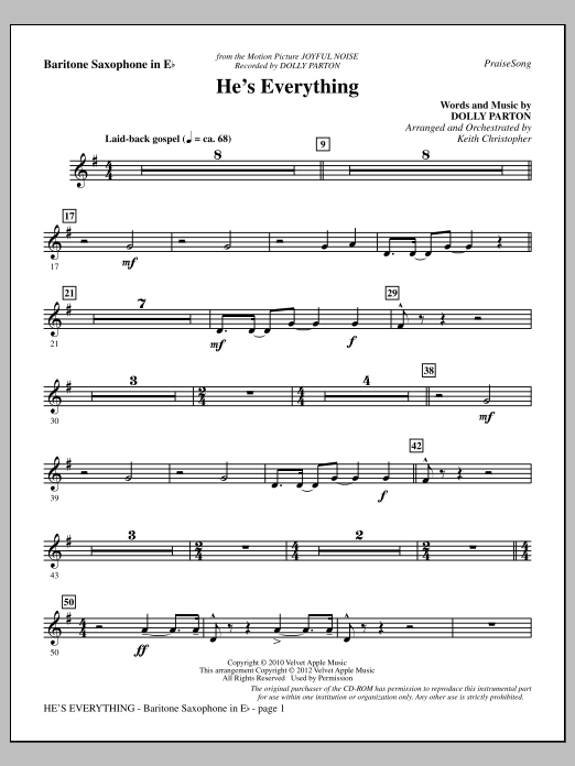 Keith Christopher He's Everything - Baritone Sax sheet music notes and chords arranged for Choir Instrumental Pak