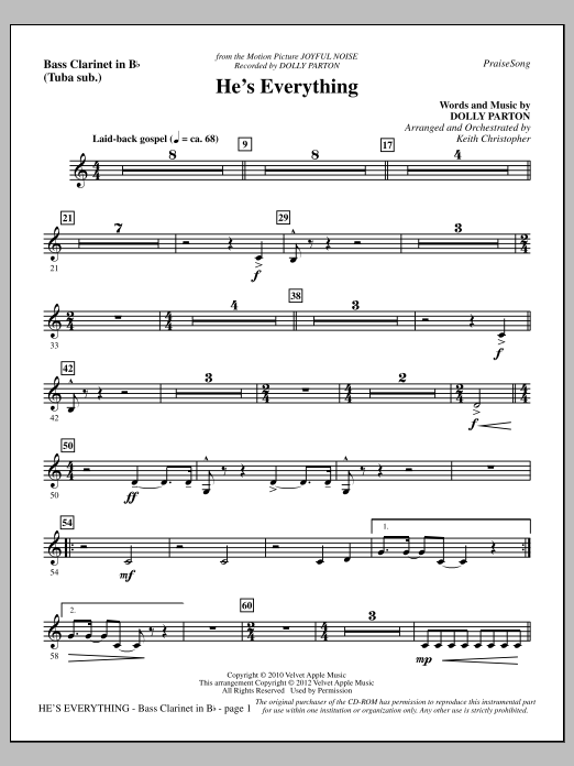 Keith Christopher He's Everything - Bass Clarinet (sub. Tuba) sheet music notes and chords arranged for Choir Instrumental Pak