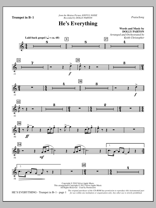 Keith Christopher He's Everything - Bb Trumpet 1 sheet music notes and chords arranged for Choir Instrumental Pak