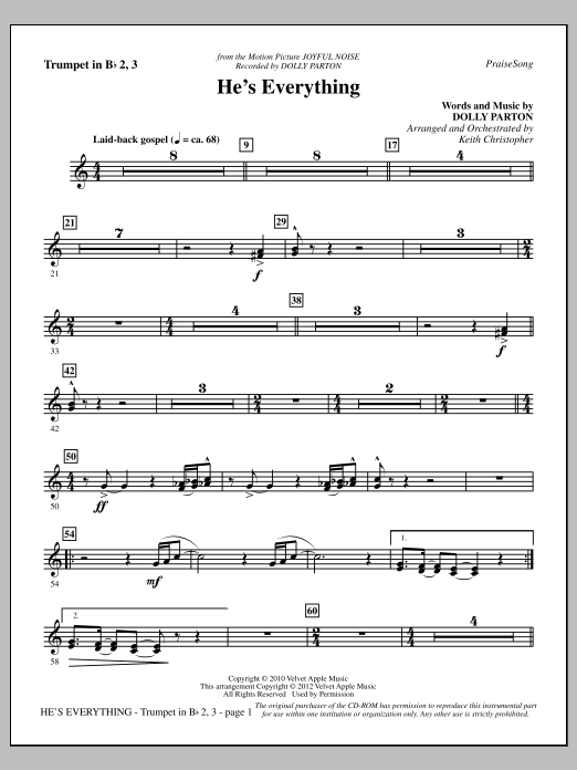 Keith Christopher He's Everything - Bb Trumpet 2,3 sheet music notes and chords arranged for Choir Instrumental Pak