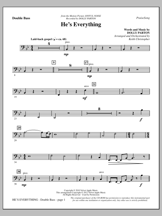 Keith Christopher He's Everything - Double Bass sheet music notes and chords arranged for Choir Instrumental Pak