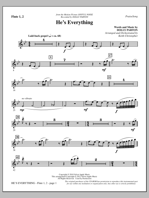 Keith Christopher He's Everything - Flute 1 & 2 sheet music notes and chords arranged for Choir Instrumental Pak