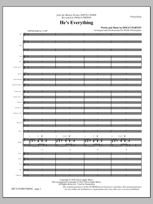 Keith Christopher He's Everything - Full Score sheet music notes and chords arranged for Choir Instrumental Pak