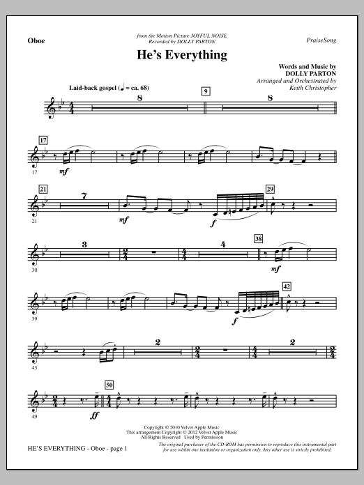 Keith Christopher He's Everything - Oboe sheet music notes and chords arranged for Choir Instrumental Pak