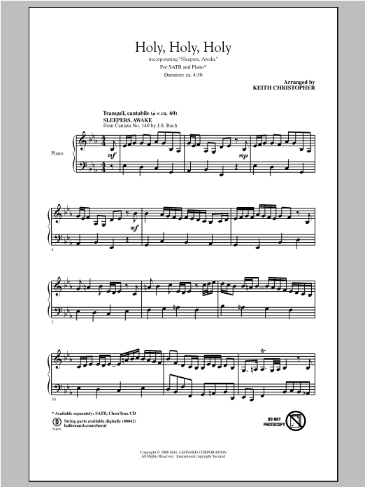 Keith Christopher Holy, Holy, Holy sheet music notes and chords arranged for SATB Choir