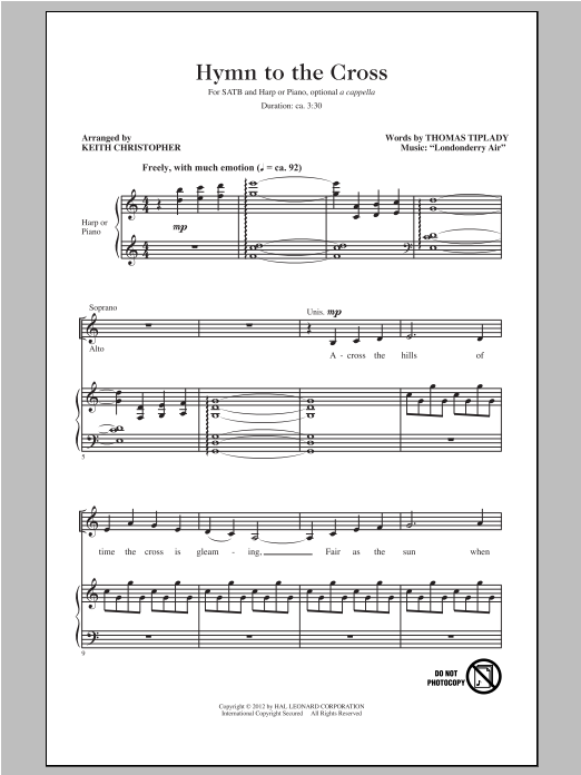 Keith Christopher Hymn To The Cross sheet music notes and chords arranged for SATB Choir