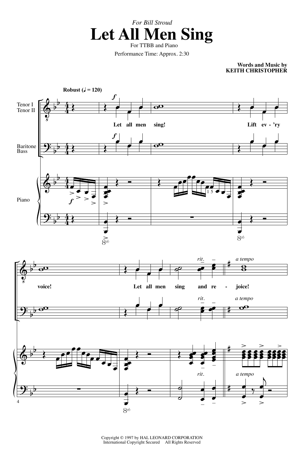 Keith Christopher Let All Men Sing sheet music notes and chords arranged for TTBB Choir