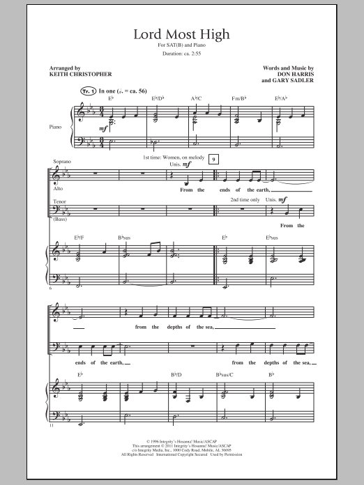 Keith Christopher Lord Most High sheet music notes and chords arranged for SATB Choir