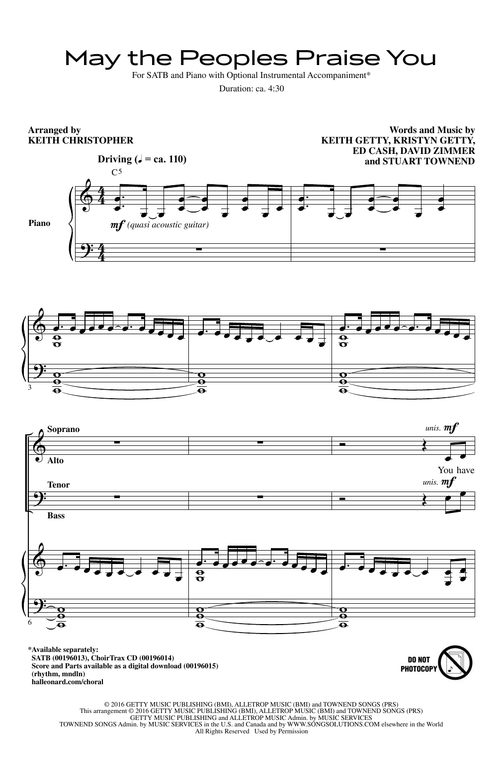 Keith Christopher May The Peoples Praise You sheet music notes and chords arranged for SATB Choir
