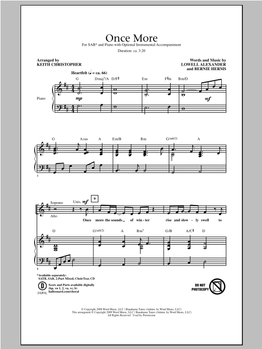 Keith Christopher Once More sheet music notes and chords arranged for SATB Choir