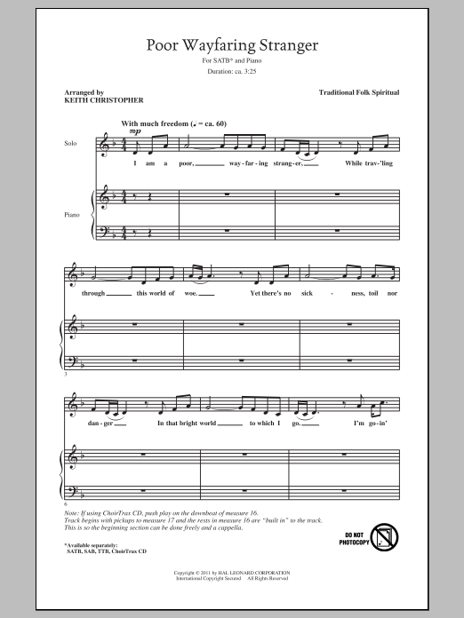 Keith Christopher Poor Wayfaring Stranger sheet music notes and chords arranged for TTBB Choir