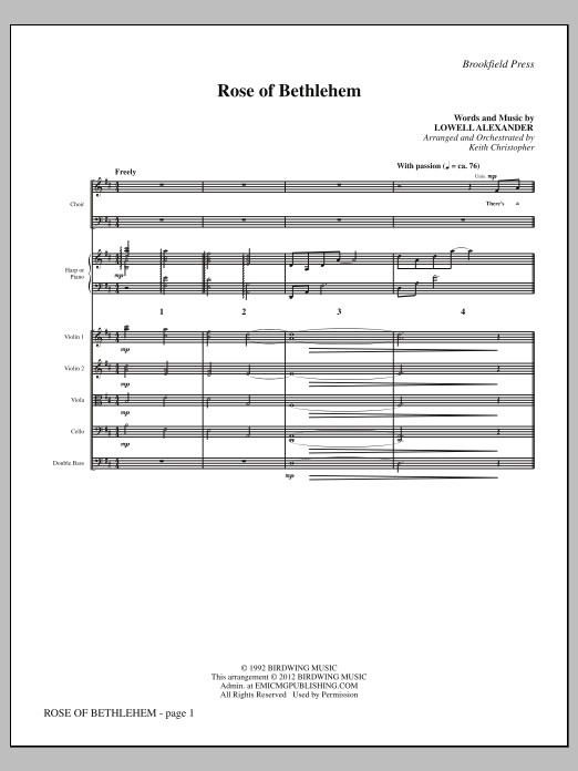 Keith Christopher Rose Of Bethlehem - Full Score sheet music notes and chords arranged for Choir Instrumental Pak