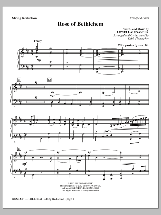 Keith Christopher Rose Of Bethlehem - Keyboard String Reduction sheet music notes and chords arranged for Choir Instrumental Pak