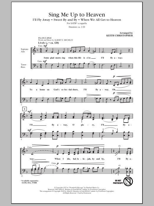 Keith Christopher Sing Me Up To Heaven (Medley) sheet music notes and chords arranged for SSA Choir