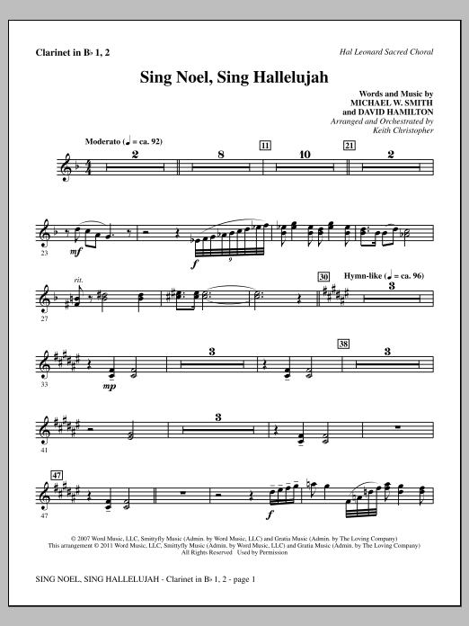 Keith Christopher Sing Noel, Sing Hallelujah - Bb Clarinet 1 & 2 sheet music notes and chords arranged for Choir Instrumental Pak