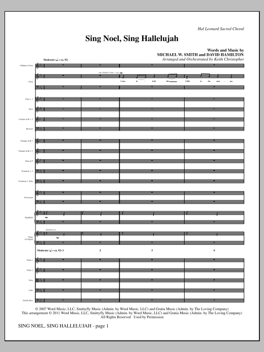Keith Christopher Sing Noel, Sing Hallelujah - Full Score sheet music notes and chords arranged for Choir Instrumental Pak