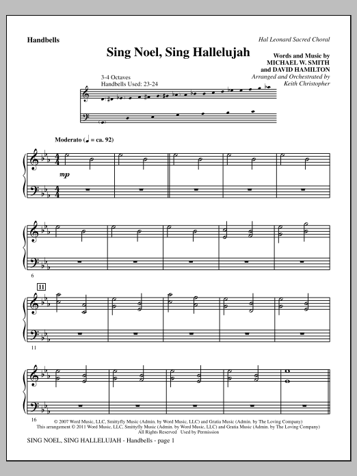 Keith Christopher Sing Noel, Sing Hallelujah - Handbells sheet music notes and chords arranged for Choir Instrumental Pak