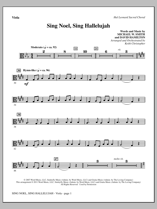 Keith Christopher Sing Noel, Sing Hallelujah - Viola sheet music notes and chords arranged for Choir Instrumental Pak