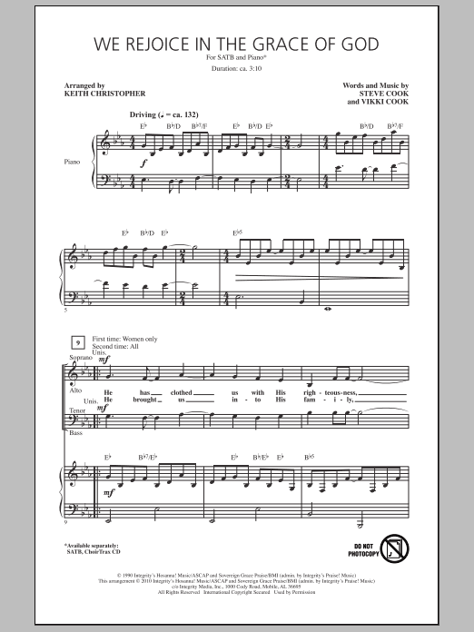 Keith Christopher We Rejoice In The Grace Of God sheet music notes and chords arranged for SATB Choir