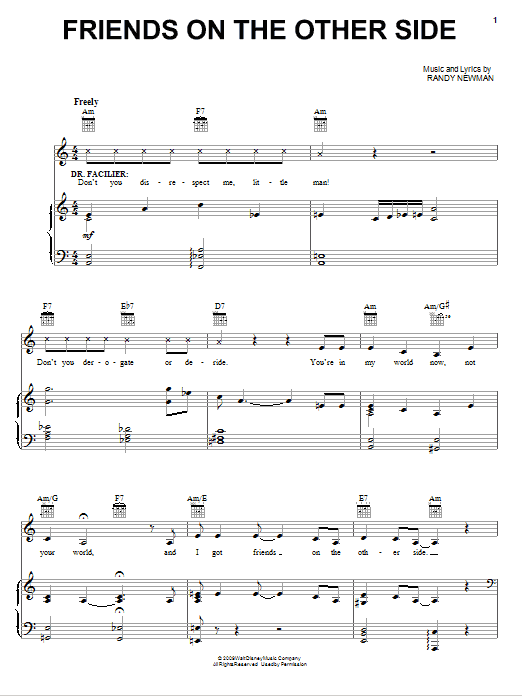 Keith David Friends On The Other Side sheet music notes and chords arranged for Easy Piano