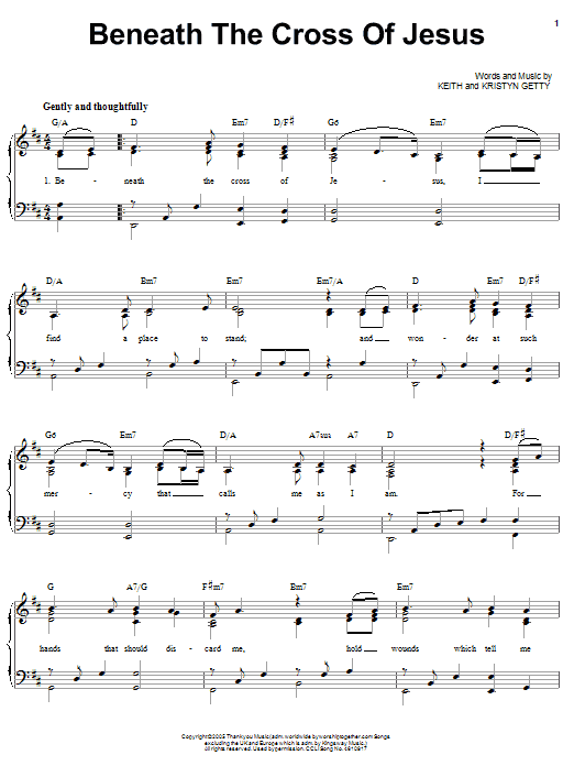 Keith Getty Beneath The Cross sheet music notes and chords arranged for Piano, Vocal & Guitar Chords (Right-Hand Melody)