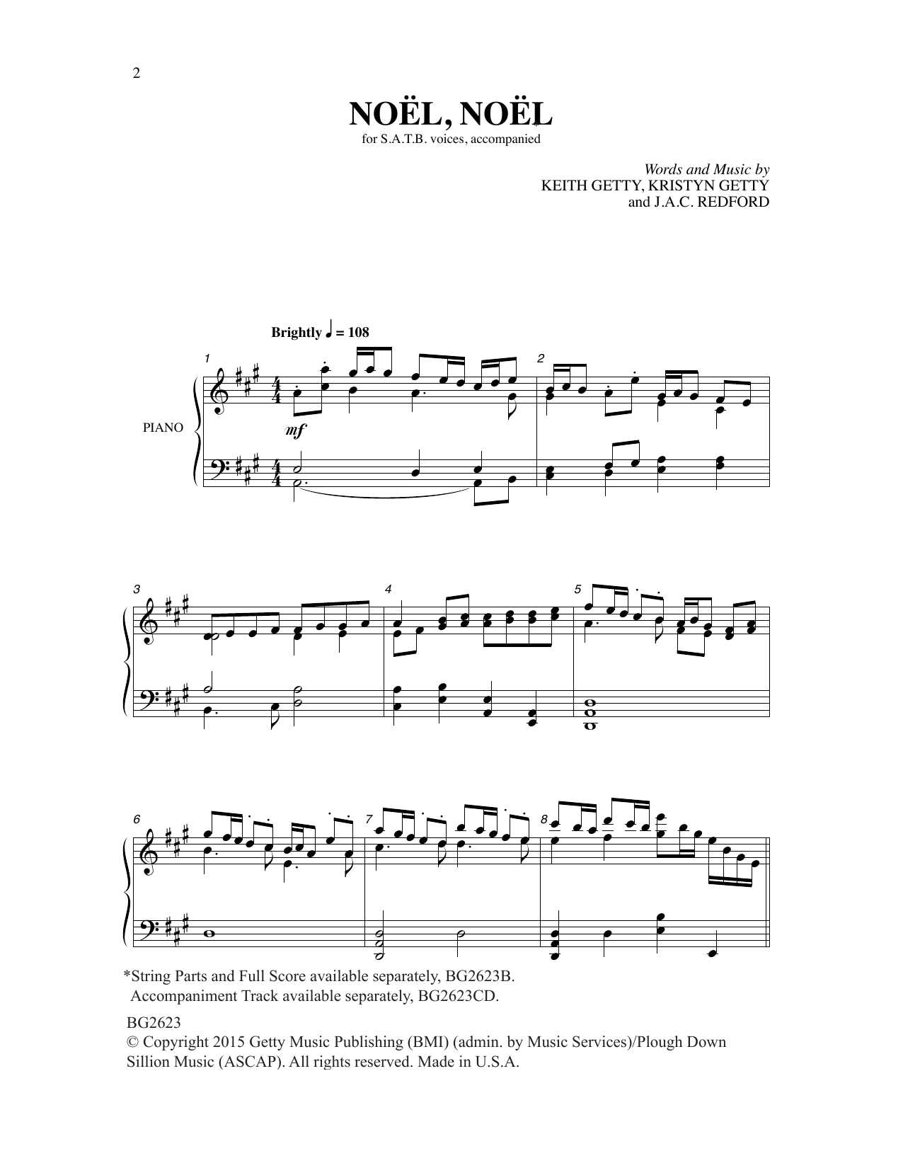 Keith Getty Noel, Noel sheet music notes and chords arranged for SATB Choir