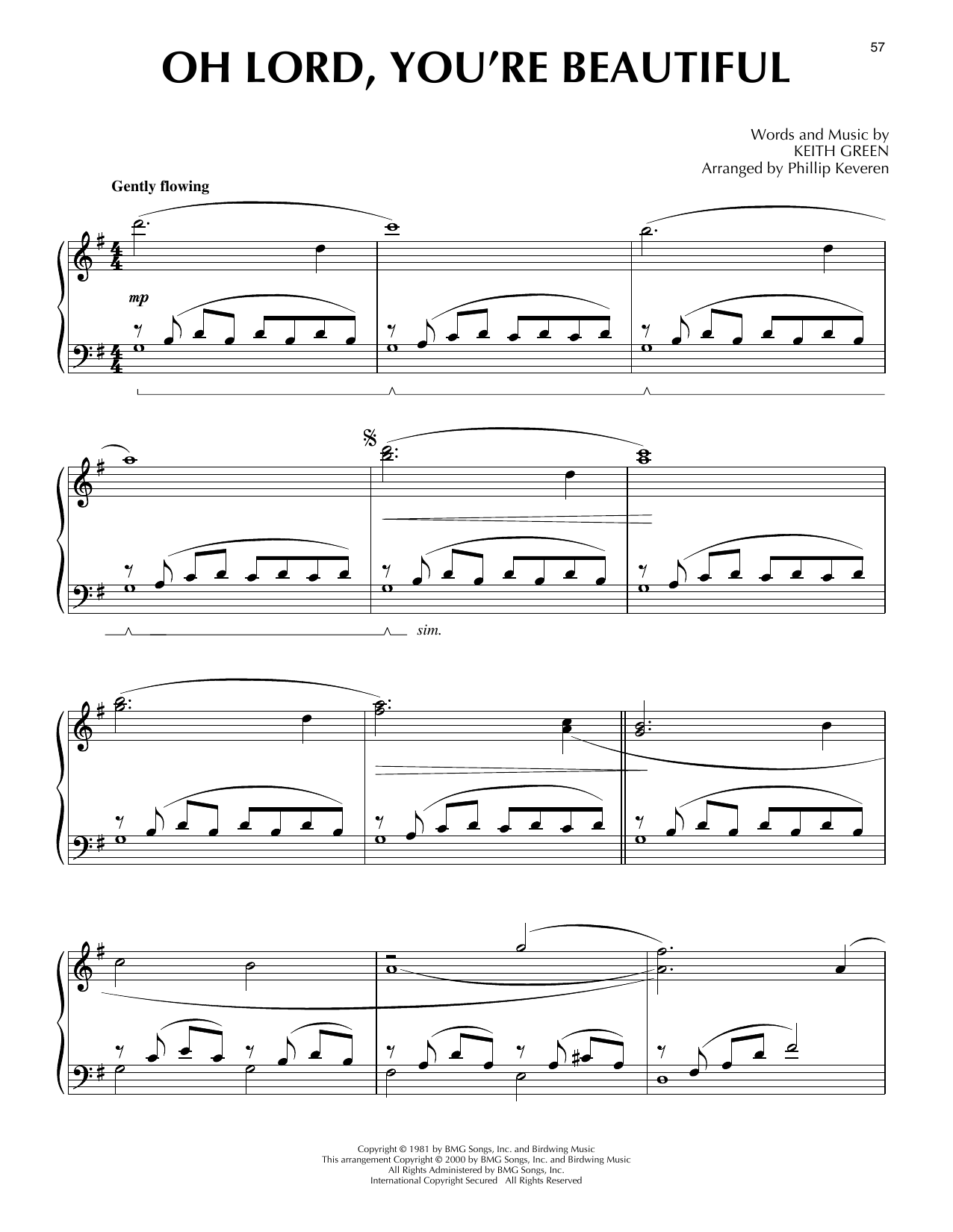 Keith Green O Lord, You're Beautiful (arr. Phillip Keveren) sheet music notes and chords arranged for Piano Solo