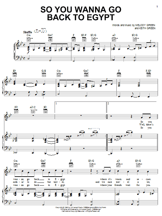 Keith Green So You Wanna Go Back To Egypt sheet music notes and chords arranged for Piano, Vocal & Guitar Chords (Right-Hand Melody)